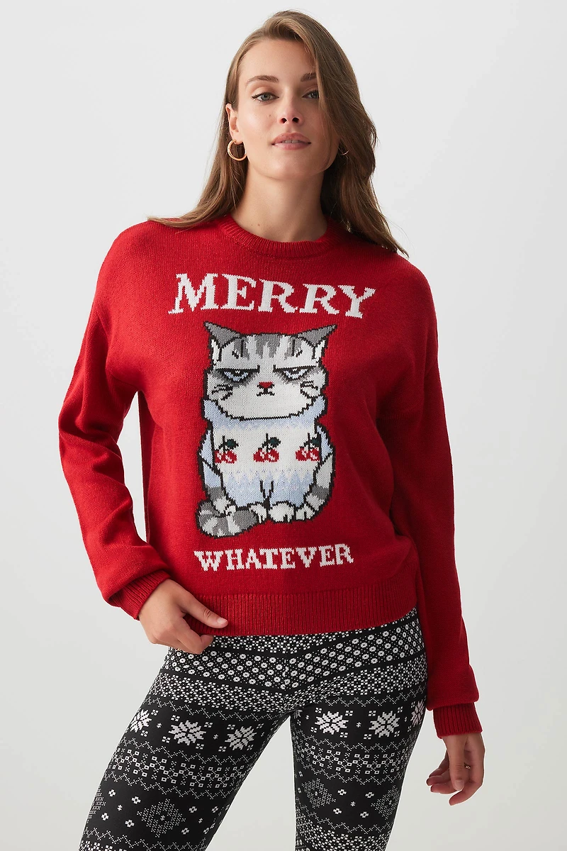 Ardene Ugly Christmas Sweater in Red | Size
