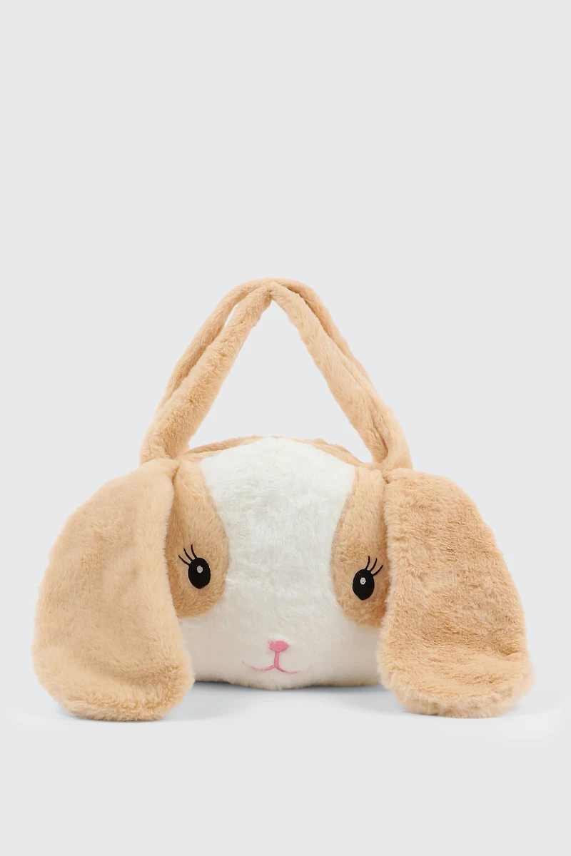 Ardene Kids Plush Animal Handbag in Beige | Polyester