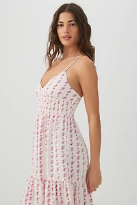 Robe maxi smockée à volants