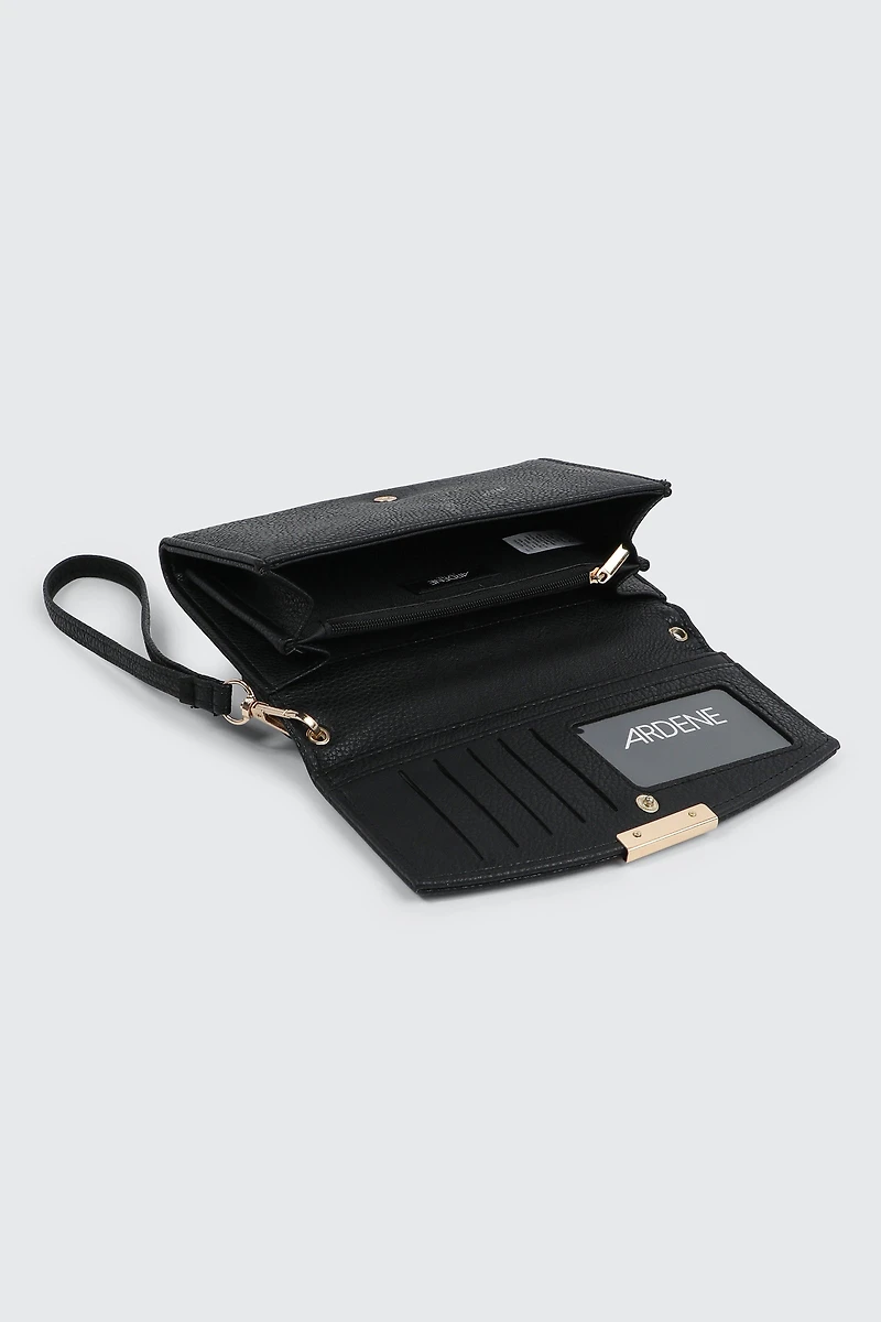 Portefeuille à rabat et bandoulière