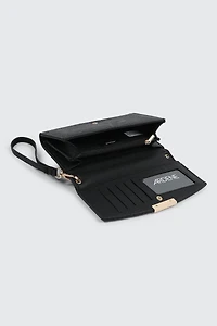 Portefeuille à rabat et bandoulière