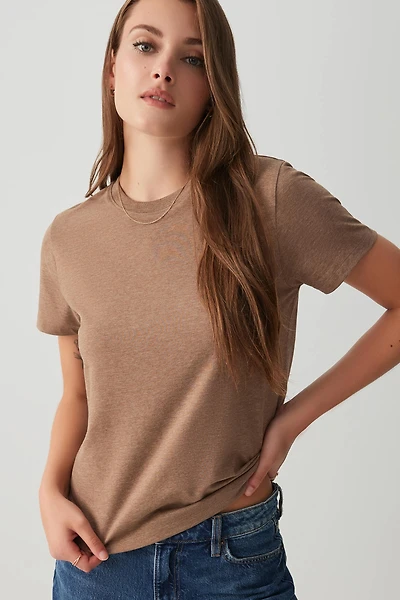 Ardene Basic Relaxed T-Shirt in Cognac | Size | Cotton/Elastane | Eco-Conscious