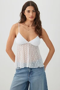 Camisole courte en dentelle