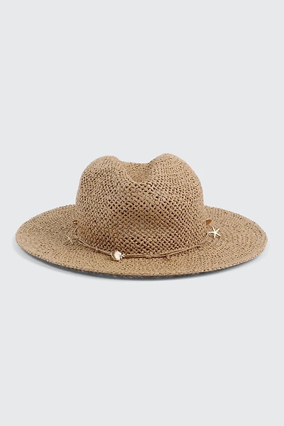 Ardene Straw Hat with Charms in Beige