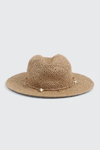 Ardene Straw Hat with Charms in Beige