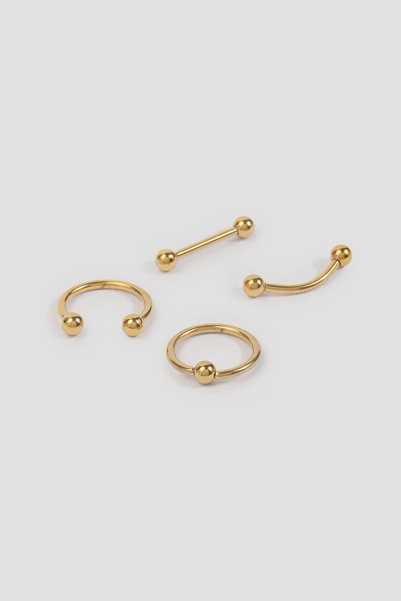 Ardene 4-Pack Eyebrow Piercings in Gold
