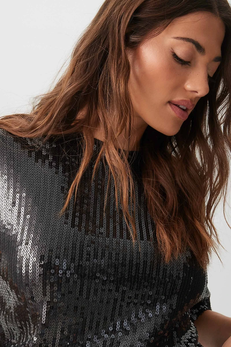 Haut à manches courtes paillettes