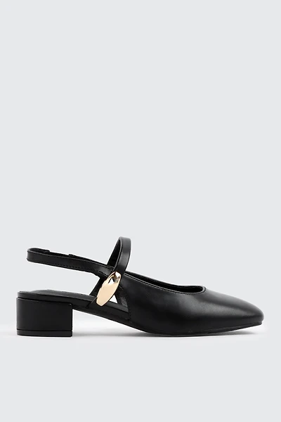Ardene Slingback Shoes with Metal Ornament in | Size | Faux Leather
