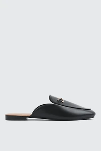 Ardene Round Toe Mules with Metal Ornament in | Size | Faux Leather | Eco-Conscious
