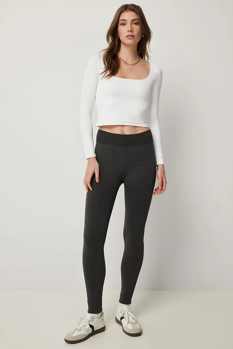 Ardene Faux Fur Lined Seamless Leggings in Dark Grey | Size | Polyester/Rayon/Spandex