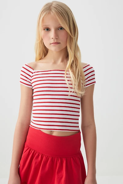 Ardene Kids Off Shoulder Top | Size Large | Spandex/Cotton