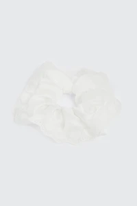 Ardene Heart Eyelet Scrunchie in White