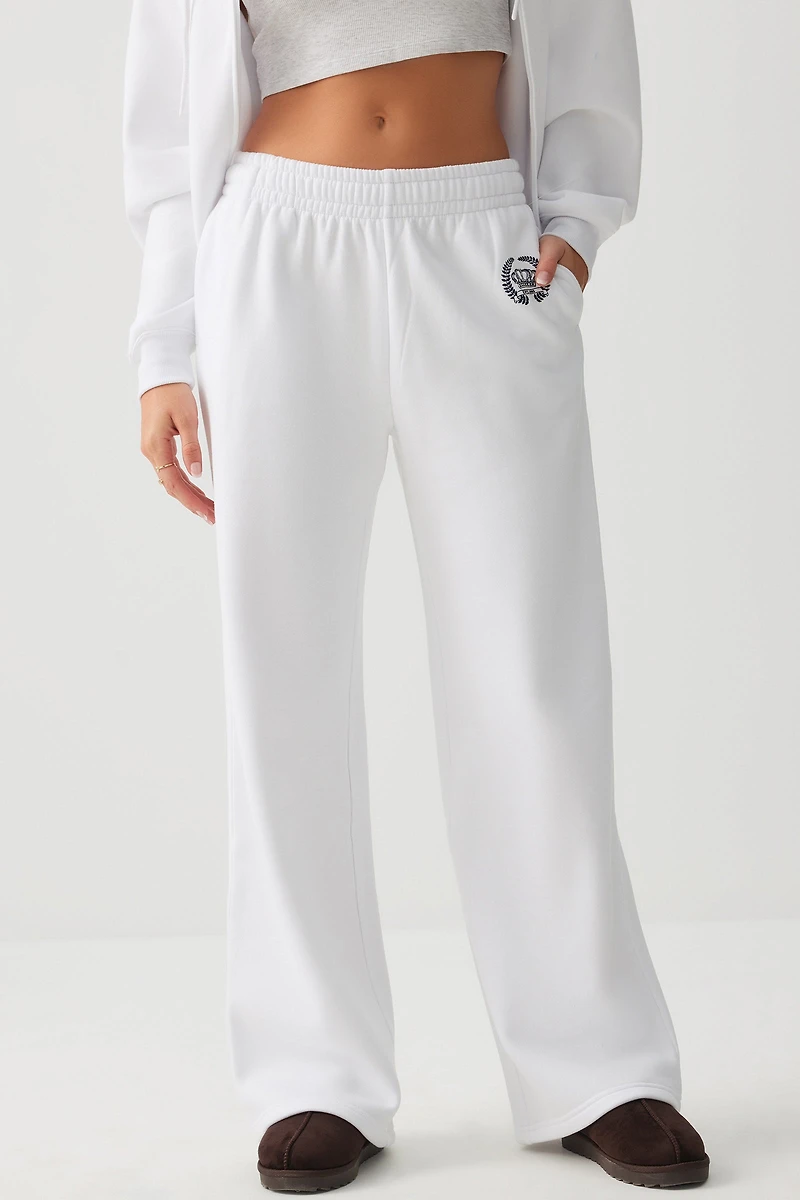 Pantalon de jogging jambe large à broderie