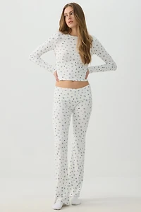 Haut pyjama côtelé très doux à motif de fruits