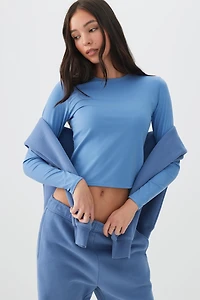 Ardene Fitted Long Sleeve Top in Blue Moon | Size | Nylon/Elastane