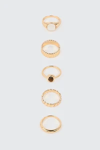 Ardene 5-Pack Assorted Gold Toned Rings | Size Small