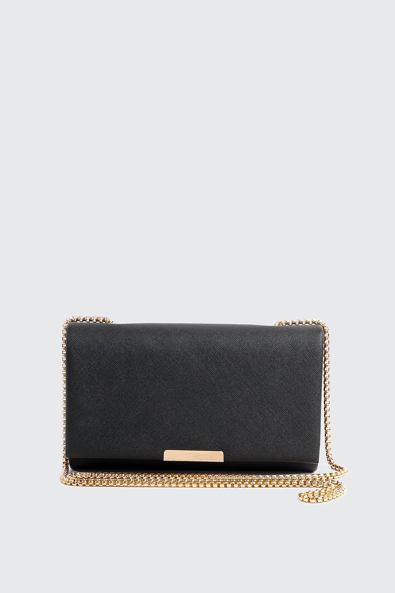 Ardene Rectangular Evening Bag in Gold | Faux Leather/Polyester