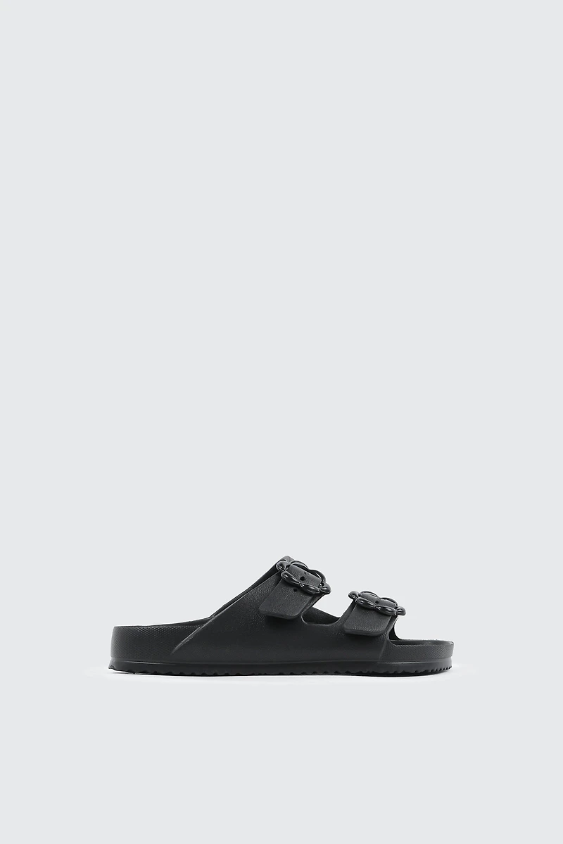 Ardene Kids Two-Strap Slide Sandals in Black | Size