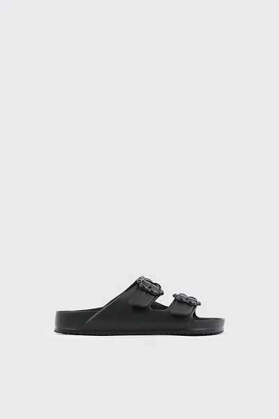 Ardene Kids Two-Strap Slide Sandals in Black | Size