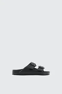 Ardene Kids Two-Strap Slide Sandals in Black | Size