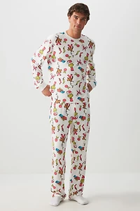 Ardene Man The Grinch Family PJ Set For Men in Off-White | Size | Polyester/Spandex