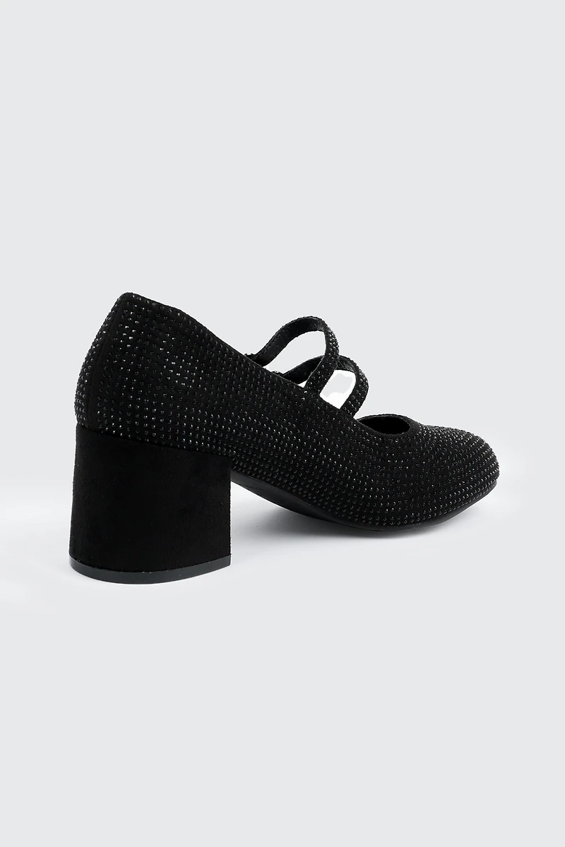 Chaussures Mary Jane à talon bloc en faux suède