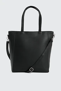 Ardene Minimalist Faux Leather Tote Bag in Black | Faux Leather/Polyester | Eco-Conscious
