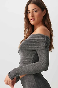 Haut à épaules dénudées en Lurex