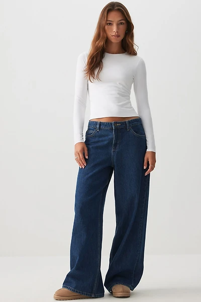 T-shirt court à manches longues et col carr