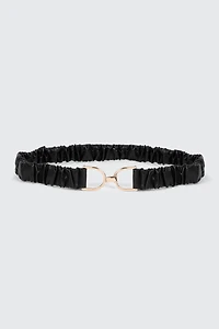Ardene Ruched Waist Belt in Black | Size | Faux Leather