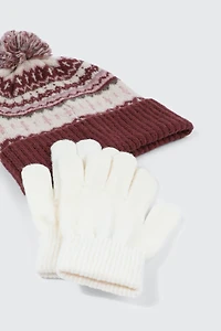 Ensemble tuque et gants à motif Fair Isle