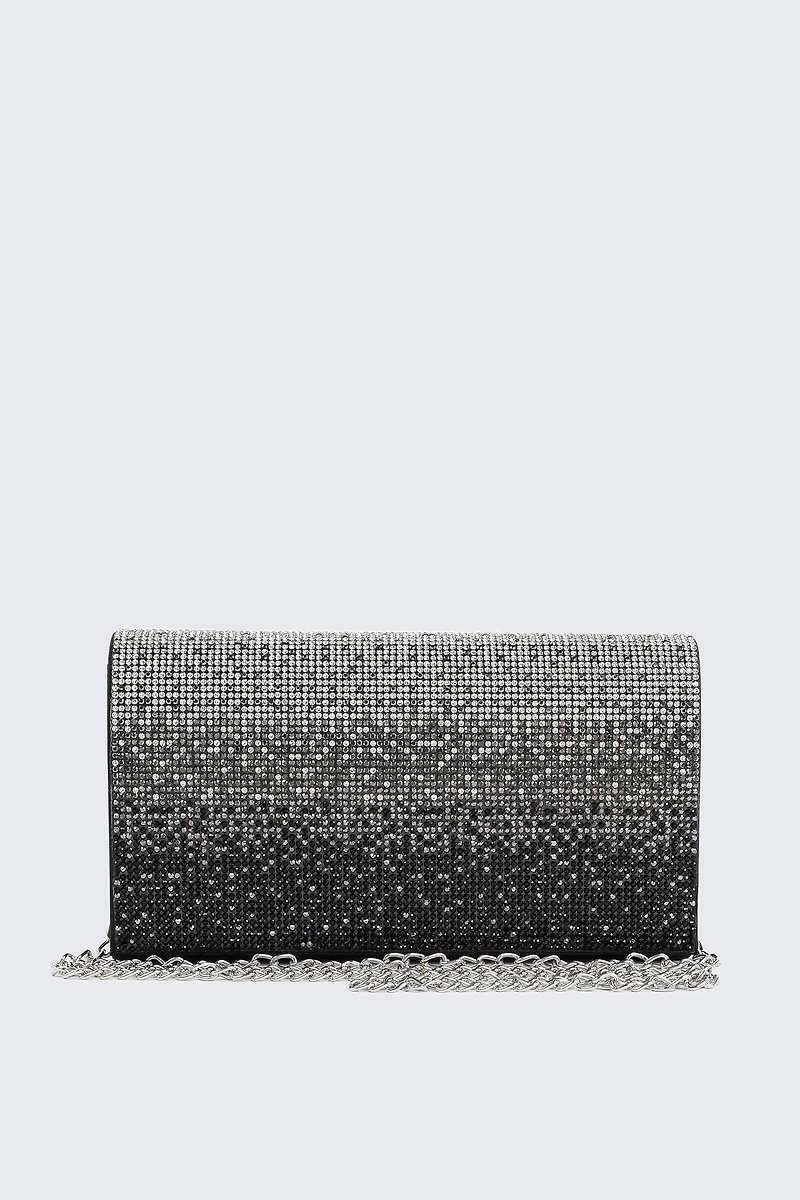 Ardene Ombre Rhinestone Clutch in Black | Polyester
