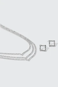 Ensemble de collier V et boucles d'oreilles