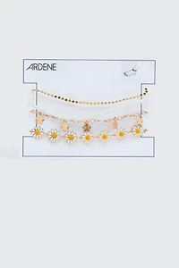 Lot de 4 bracelets de cheville à marguerites