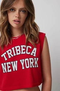 Haut sport ultracourt en maille filet