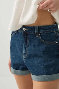 Short mom en denim à taille haute