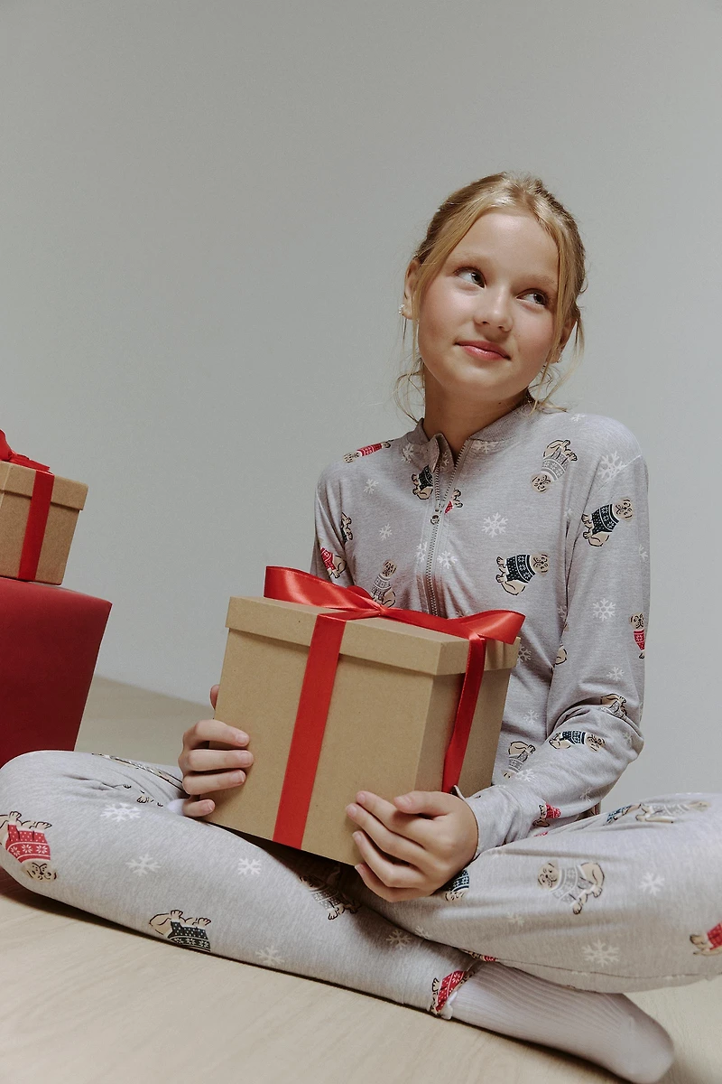 Ardene Kids HUSHKNIT Zipper Onesie in Grey | Size | Polyester/Elastane | Eco-Conscious