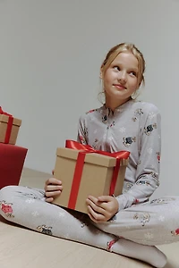 Ardene Kids HUSHKNIT Zipper Onesie in Grey | Size | Polyester/Elastane | Eco-Conscious