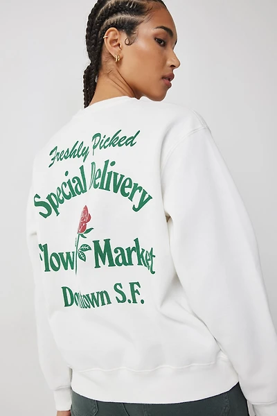 Ardene Graphic Crew Neck Sweatshirt in White | Size | Polyester/Cotton | Fleece-Lined