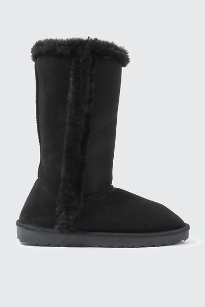 Ardene Tall Faux Sheepskin Boots in Black | Size | Faux Suede | Eco-Conscious