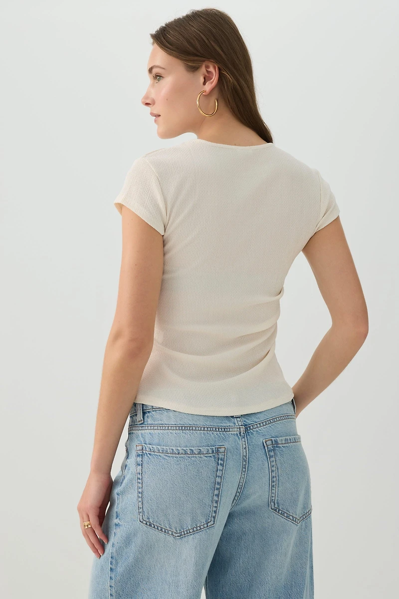 Haut court en maille côtelée