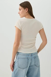 Haut court en maille côtelée