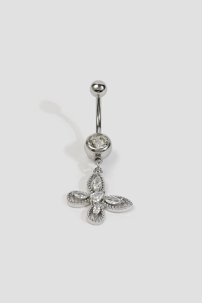 Ardene Embellished Butterfly Navel Piercing in Silver