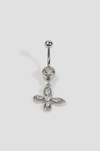 Ardene Embellished Butterfly Navel Piercing in Silver
