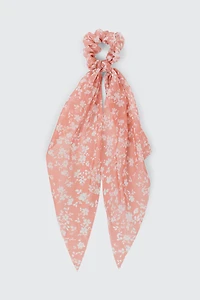 Ardene Floral Scarf Scrunchie in Light Pink | Polyester