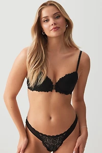Ardene Lace & Microfiber Cheeky Panty Panty in | Size | Nylon/Spandex
