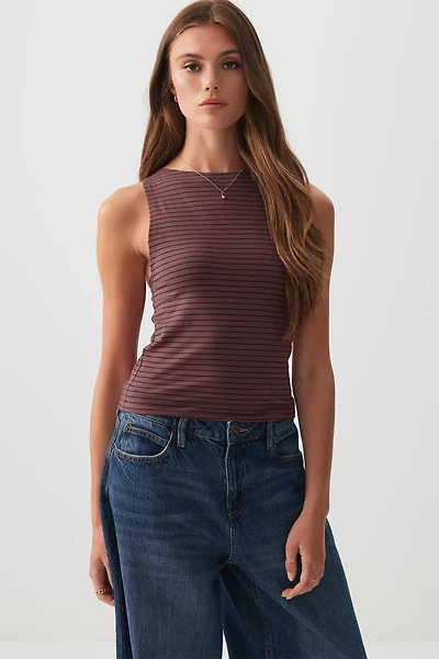 Ardene Effortless 90s Tank in Burgundy | Size | Cotton/Elastane | Eco-Conscious