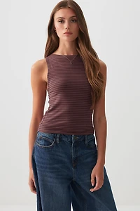 Ardene Effortless 90s Tank in Burgundy | Size | Cotton/Elastane | Eco-Conscious