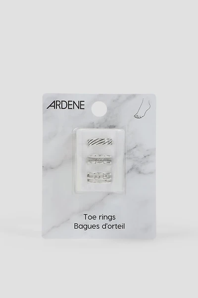 Ardene 3-Pack Twist Toe Rings in Silver