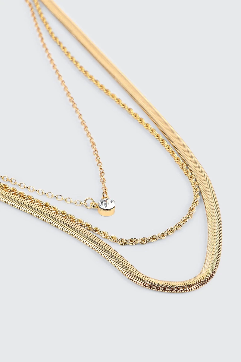 Collier à 3 chaînes variées